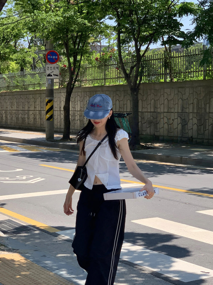 尼龍側撞色壓線休閒褲