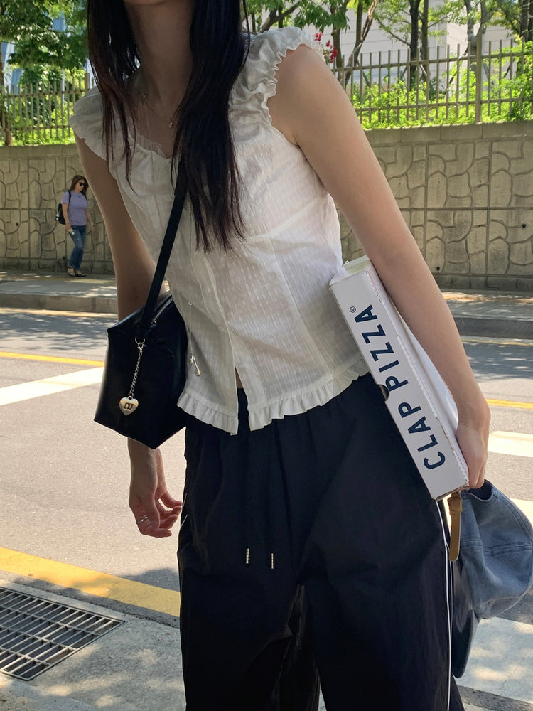 尼龍側撞色壓線休閒褲