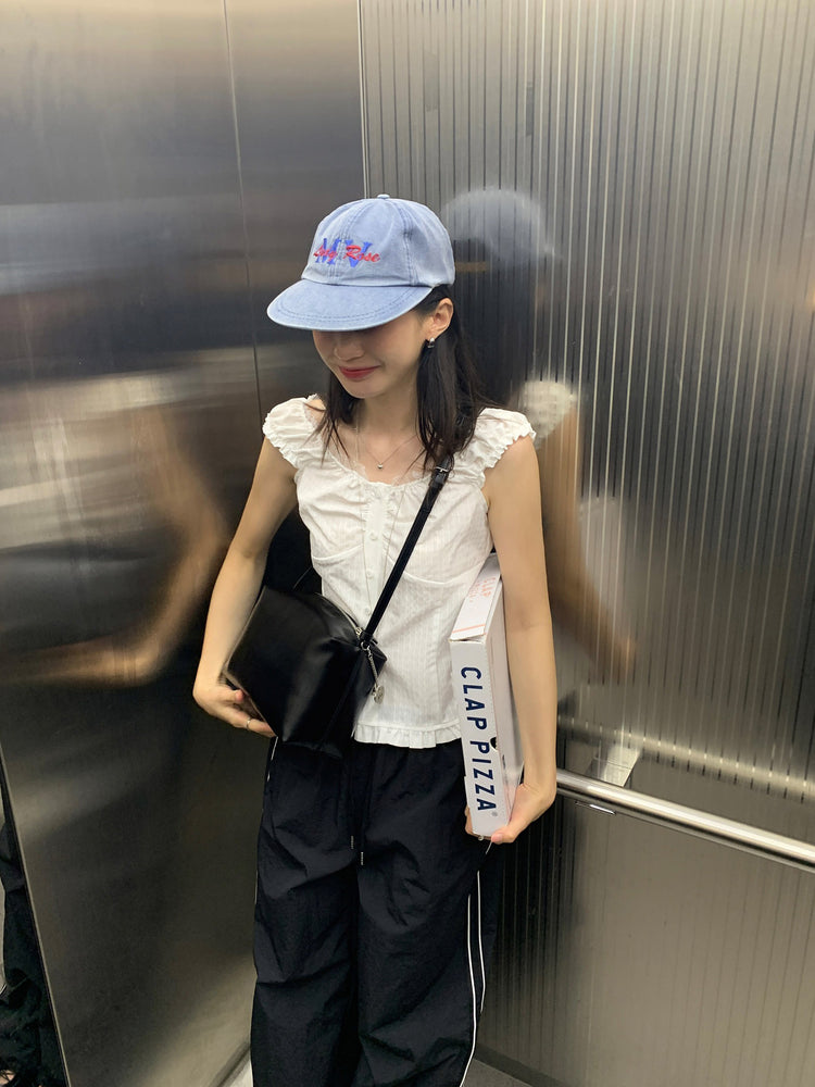 尼龍側撞色壓線休閒褲