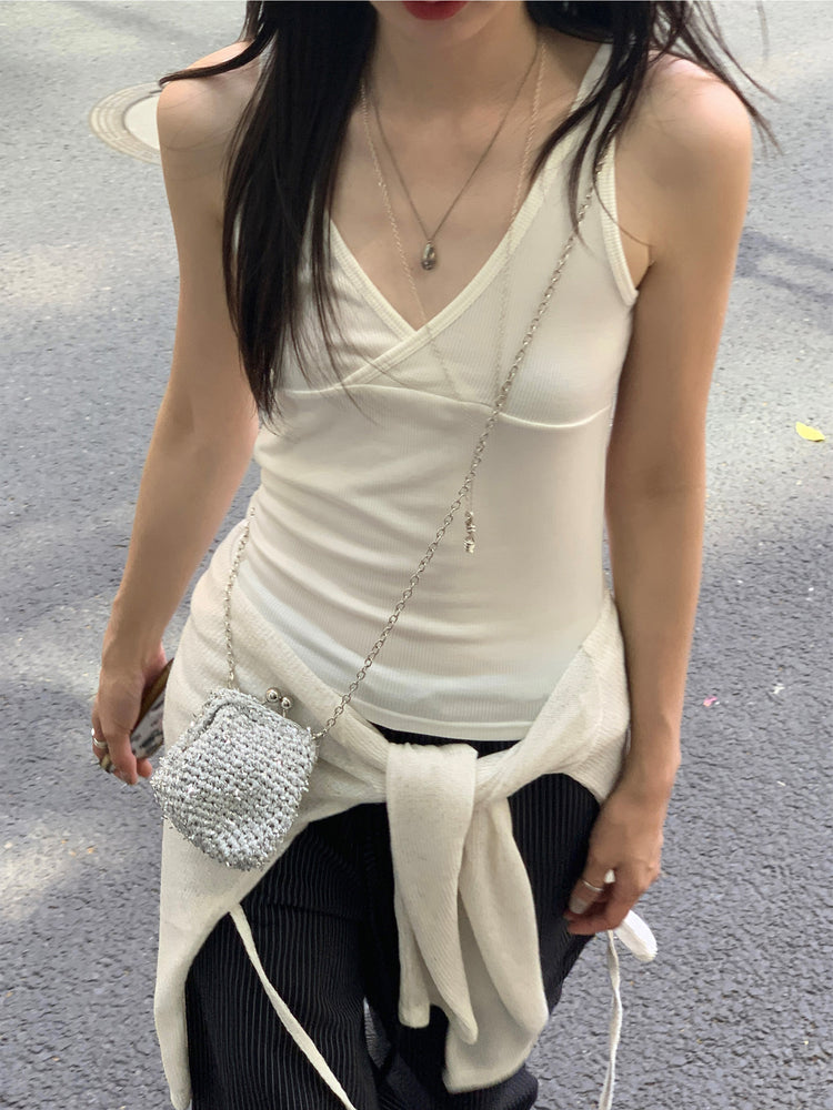 美色交疊V領背心
