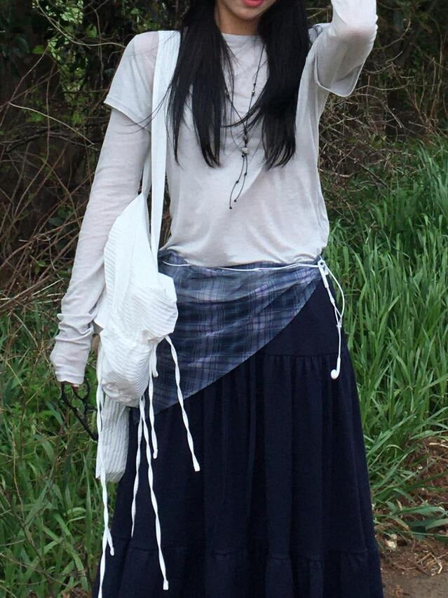 微透格紋三角巾