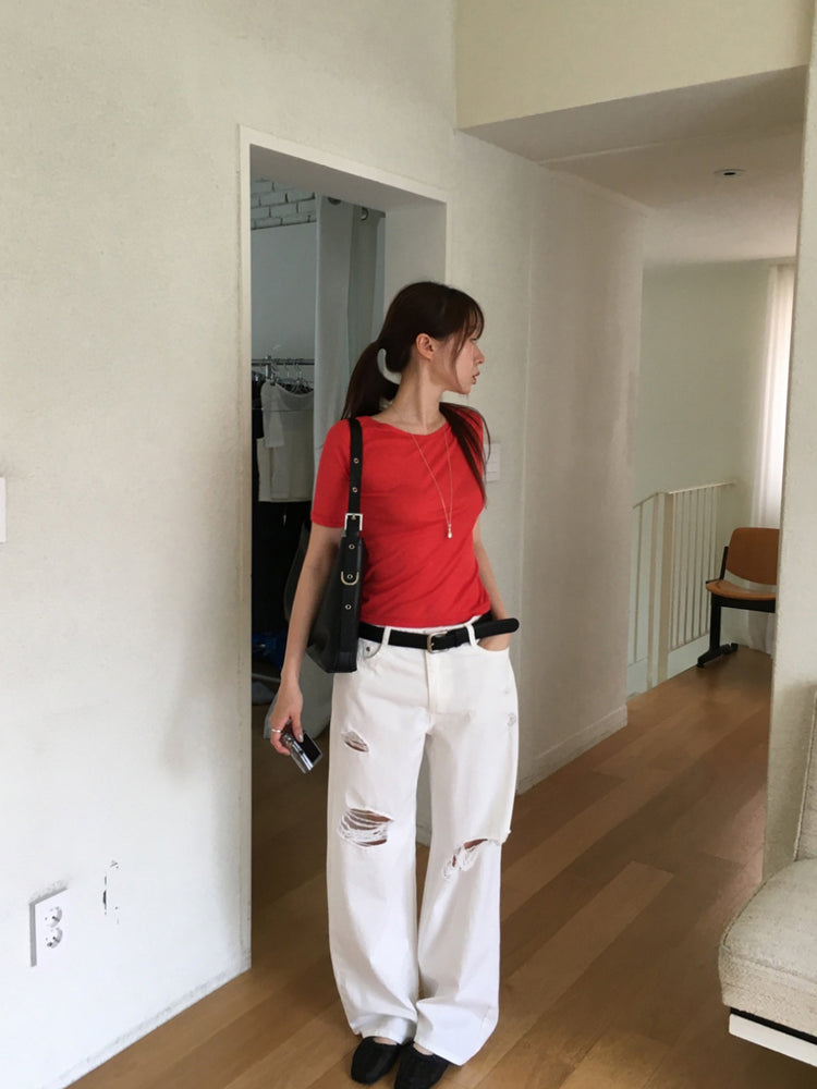 破壞感設計細節休閒直褲