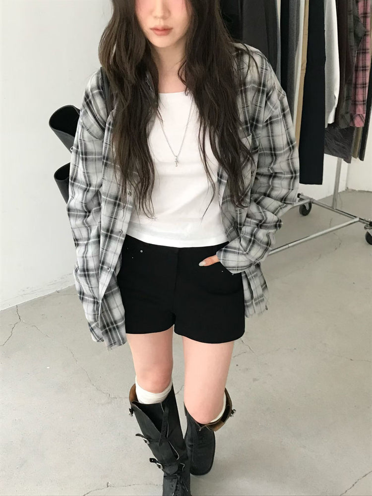 高質撞色格紋襯衫
