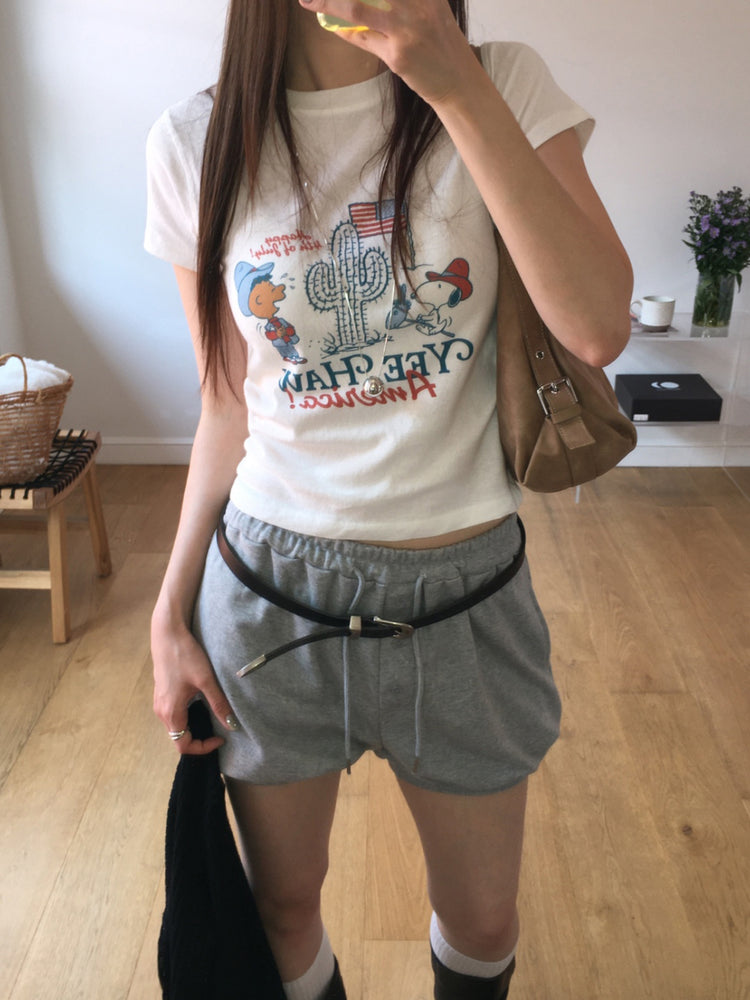 史努比圖案合身tee
