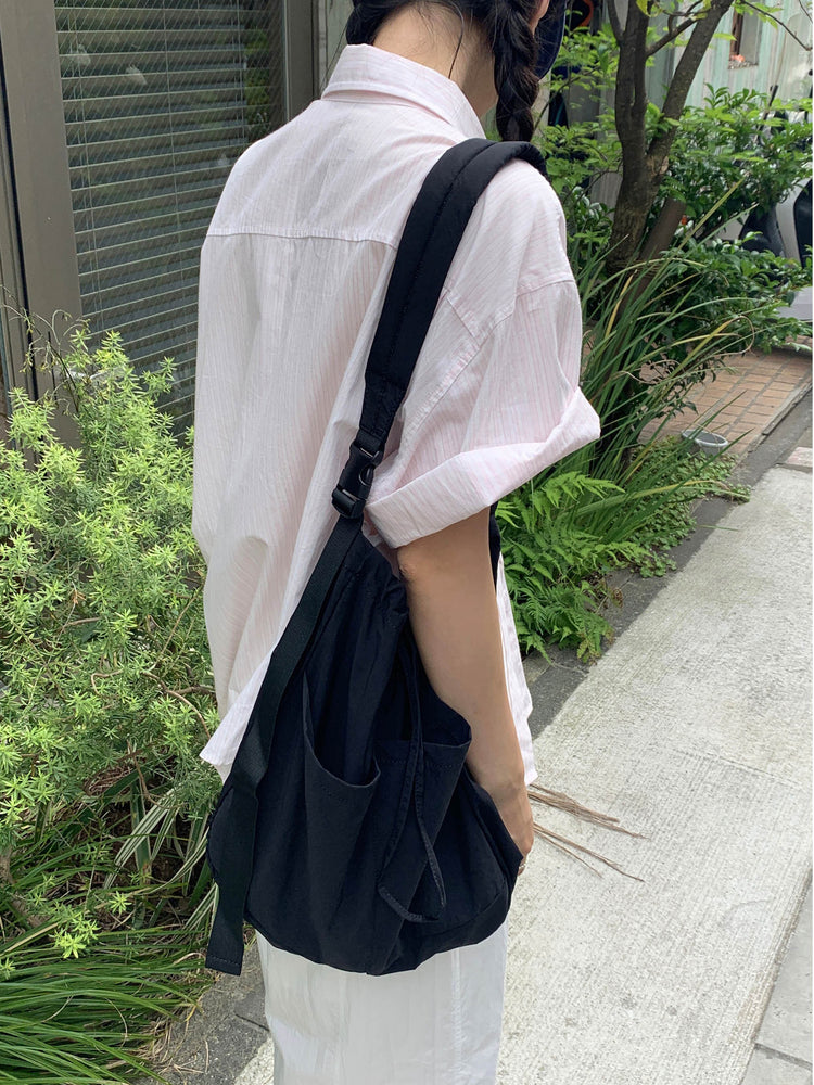 高質條紋寬鬆短袖襯衫