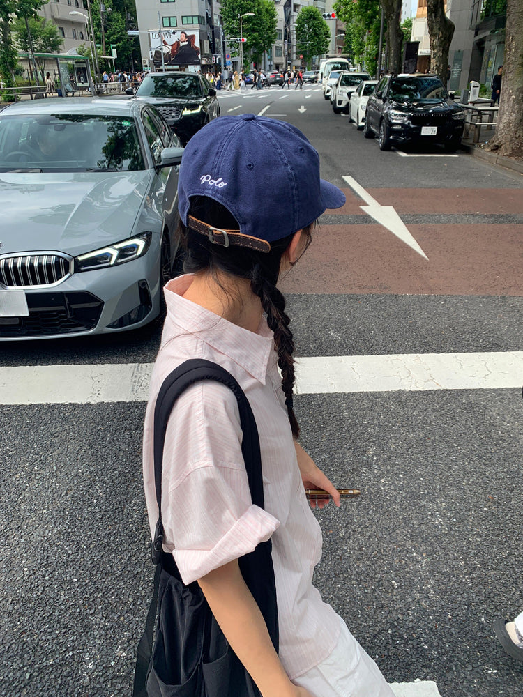 高質條紋寬鬆短袖襯衫