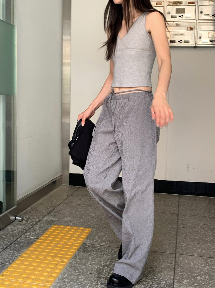 交疊蕾絲邊細節背心