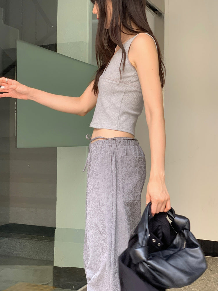 交疊蕾絲邊細節背心
