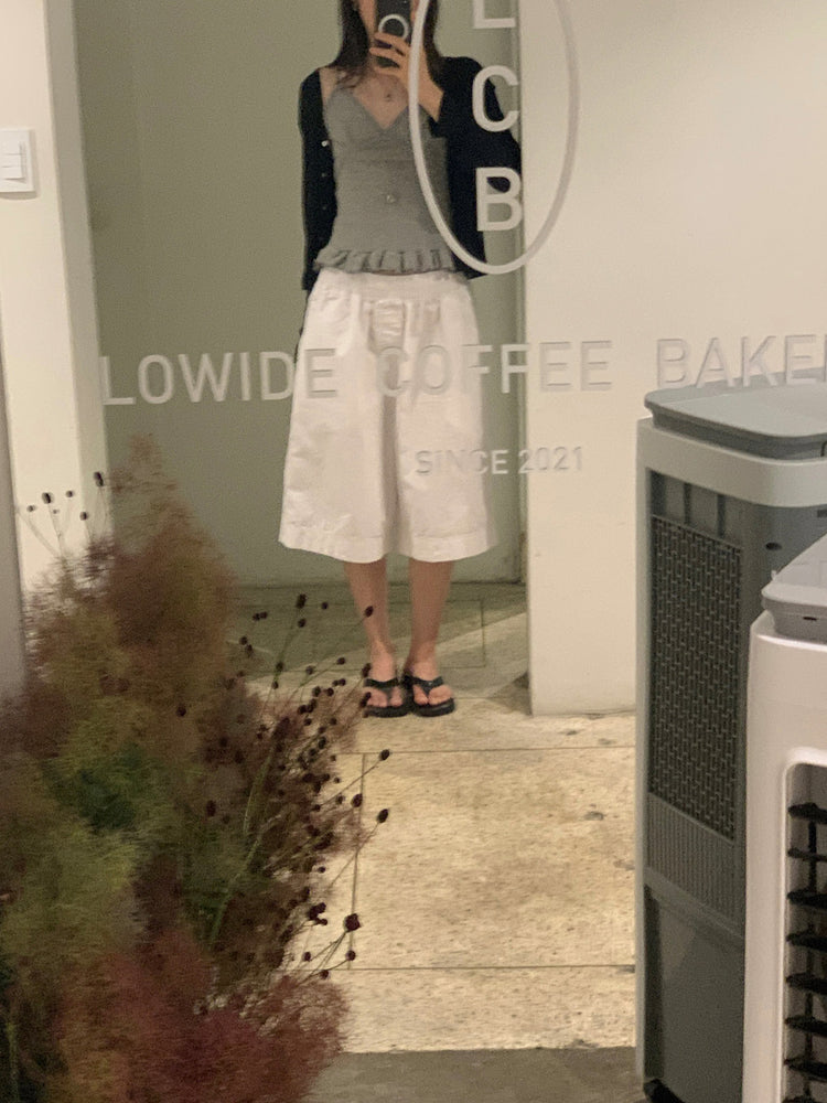 壓花蕾絲胸線細節荷葉邊背心