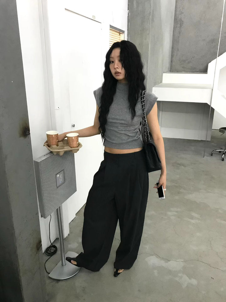 小企領側抓皺修身上衣
