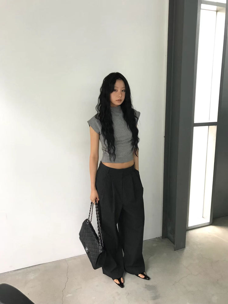 小企領側抓皺修身上衣