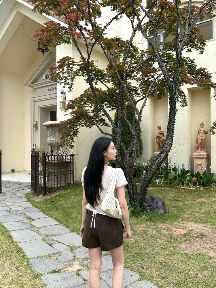 率性鉚釘細節袋(附長帶)
