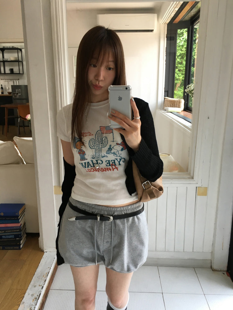 史努比圖案合身tee