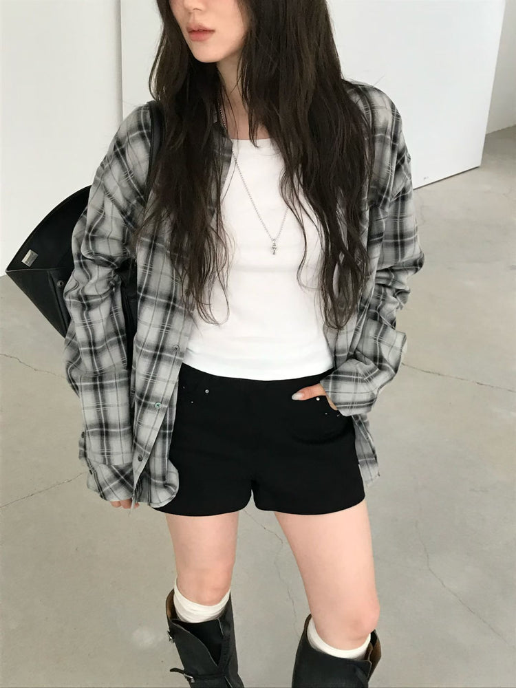 高質撞色格紋襯衫