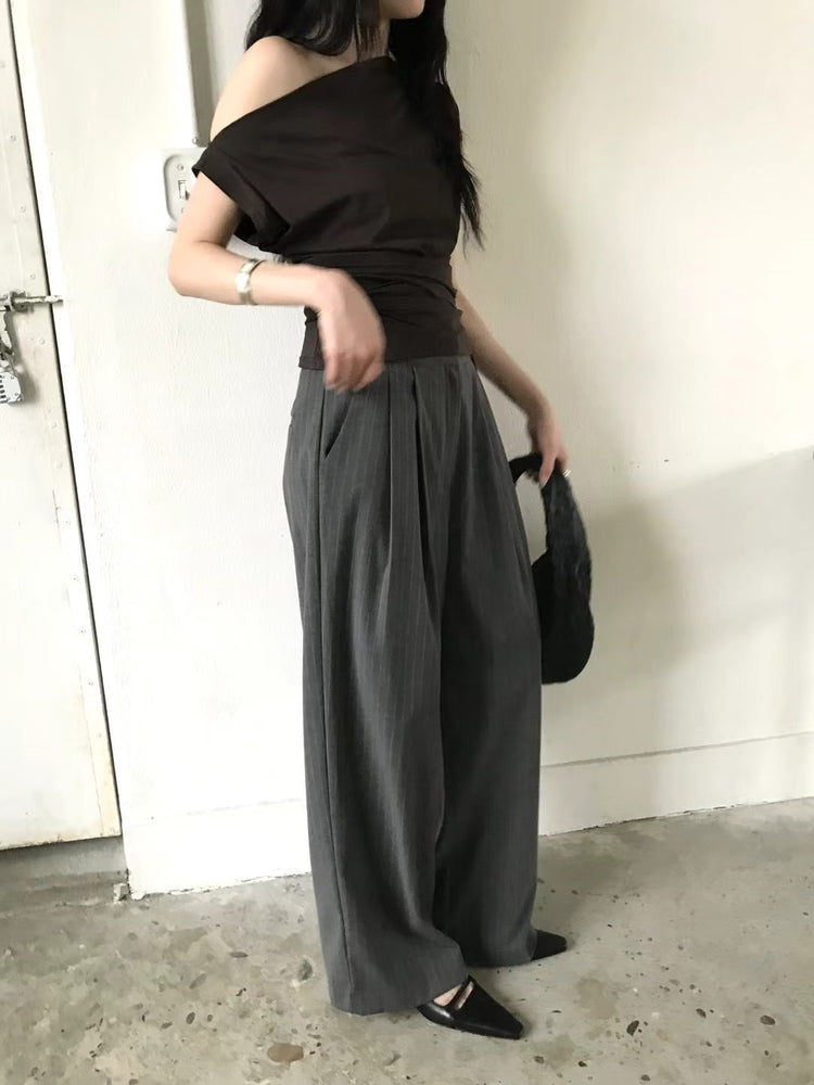 美肩綁帶修腰細節上衣