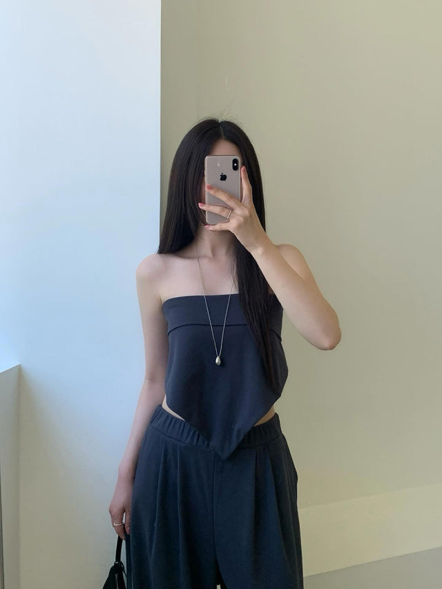 美肩綁帶細節休閒套裝
