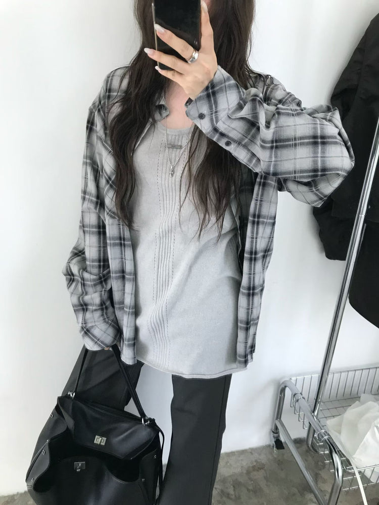 高質撞色格紋襯衫