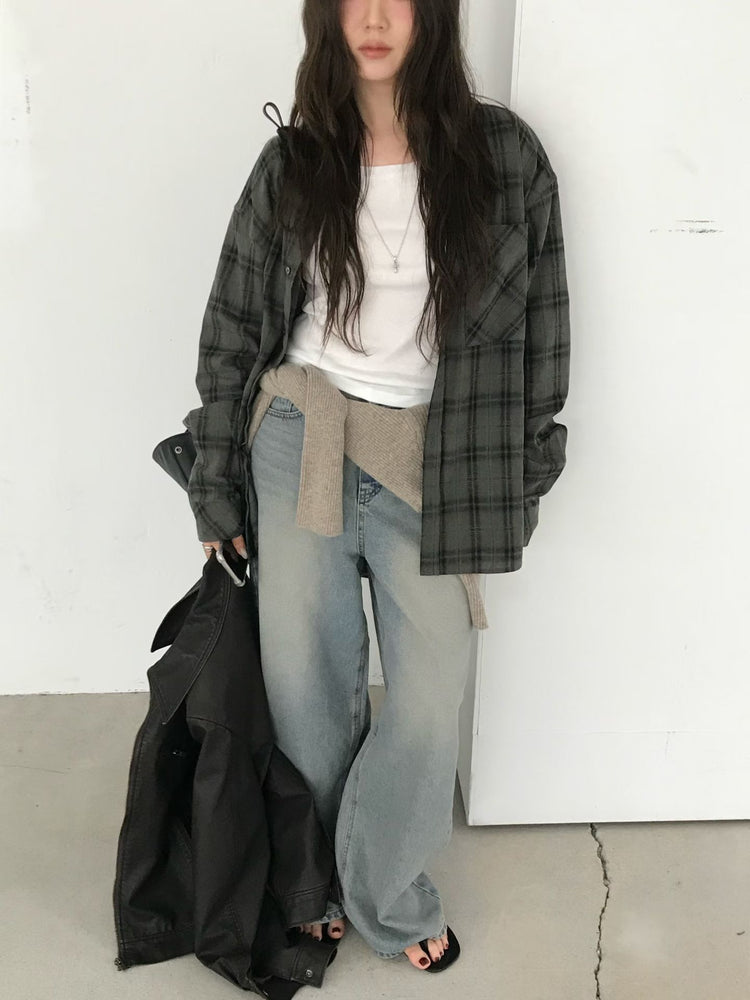 高質撞色格紋襯衫