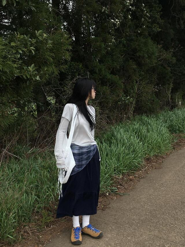 微透格紋三角巾