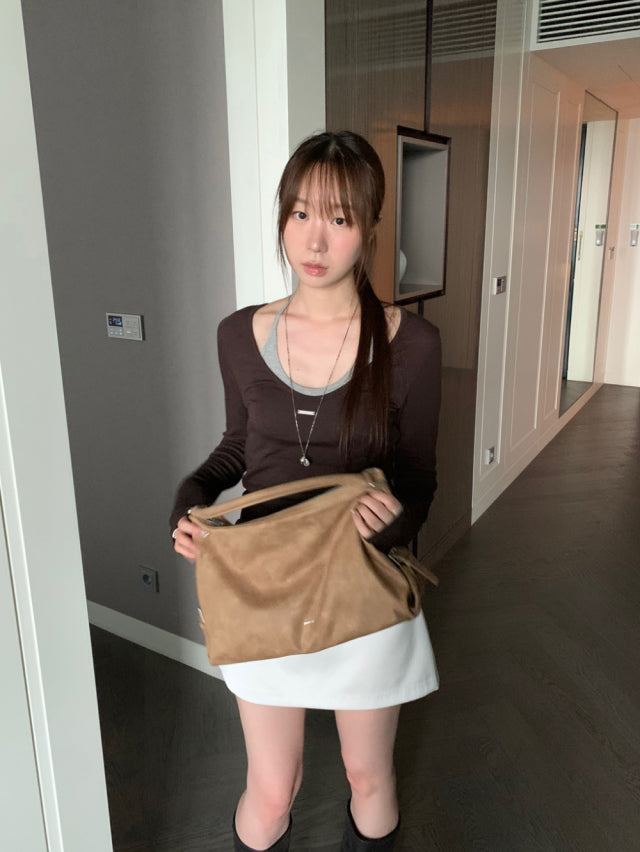 美色鐵扣前後兩穿上衣