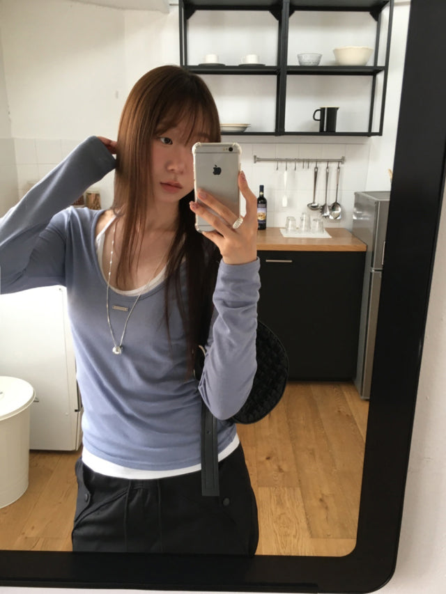 美色鐵扣前後兩穿上衣