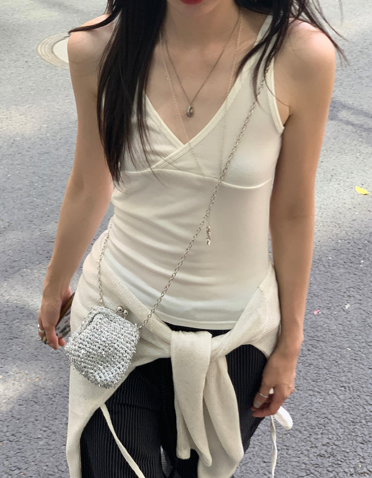 美色交疊V領背心