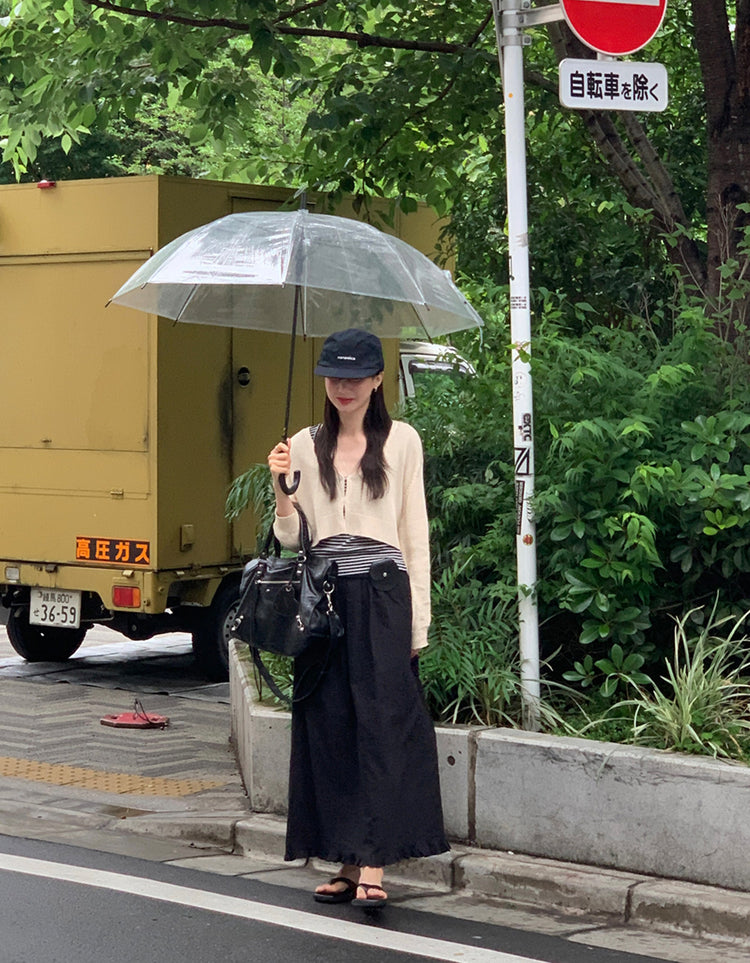 暗紋理荷葉邊細節半裙