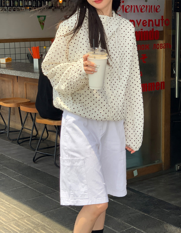 背扣側口袋細節五分褲