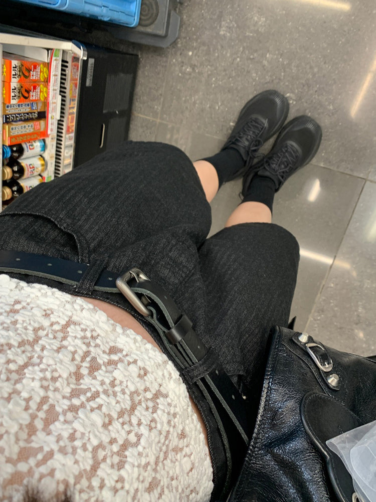 低調條紋五分褲