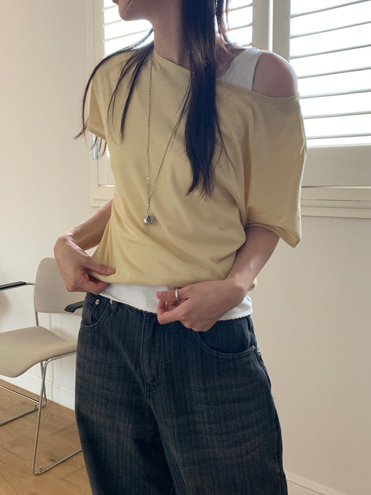 側露肩寬鬆上衣