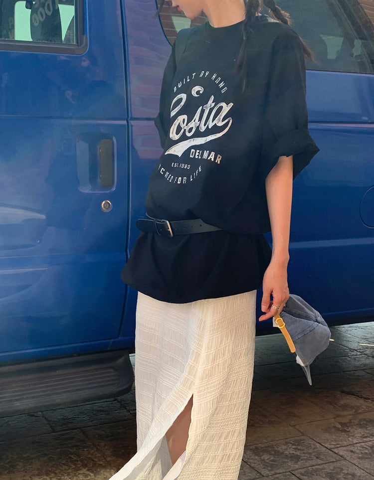 復古圖案休閒oversize t