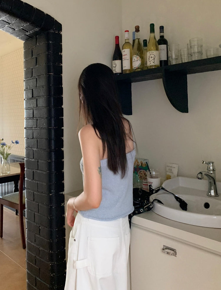 胸線細節修身針織背心