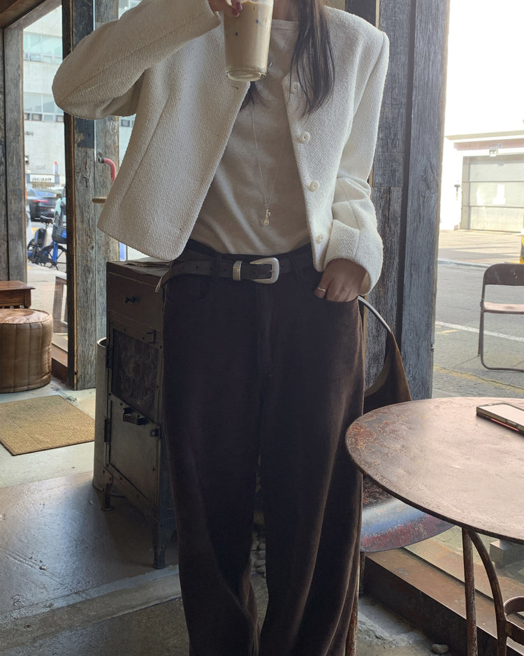 高質美色羊毛棉質直褲