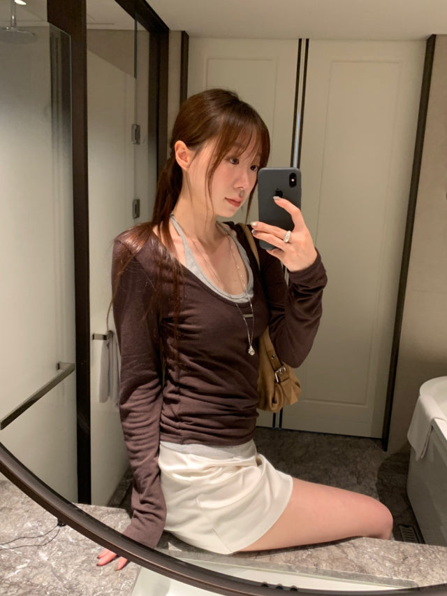 美色鐵扣前後兩穿上衣