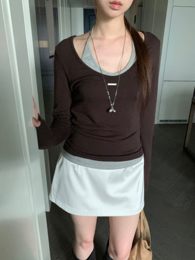 美色鐵扣前後兩穿上衣