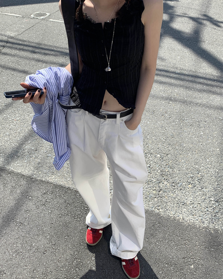 蕾絲細節修腰兩穿上衣