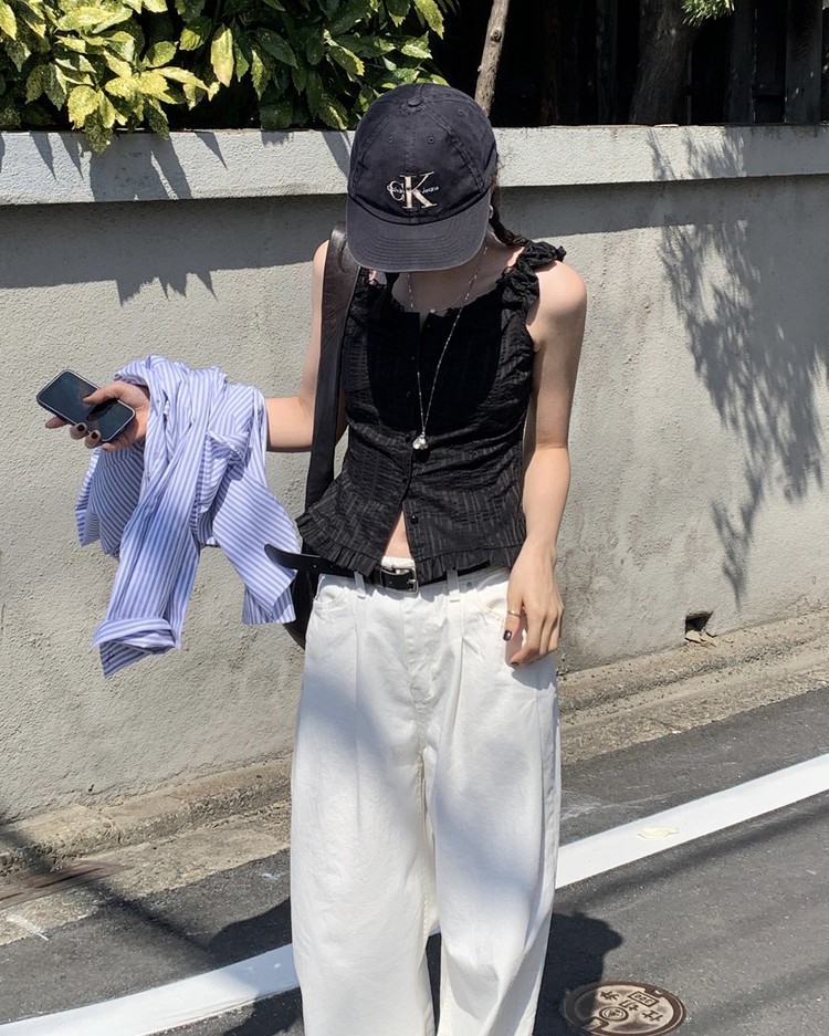 蕾絲細節修腰兩穿上衣