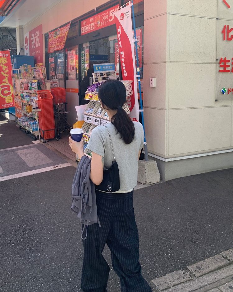 撞色褲頭條紋抽繩直褲