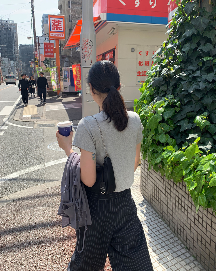 撞色褲頭條紋抽繩直褲