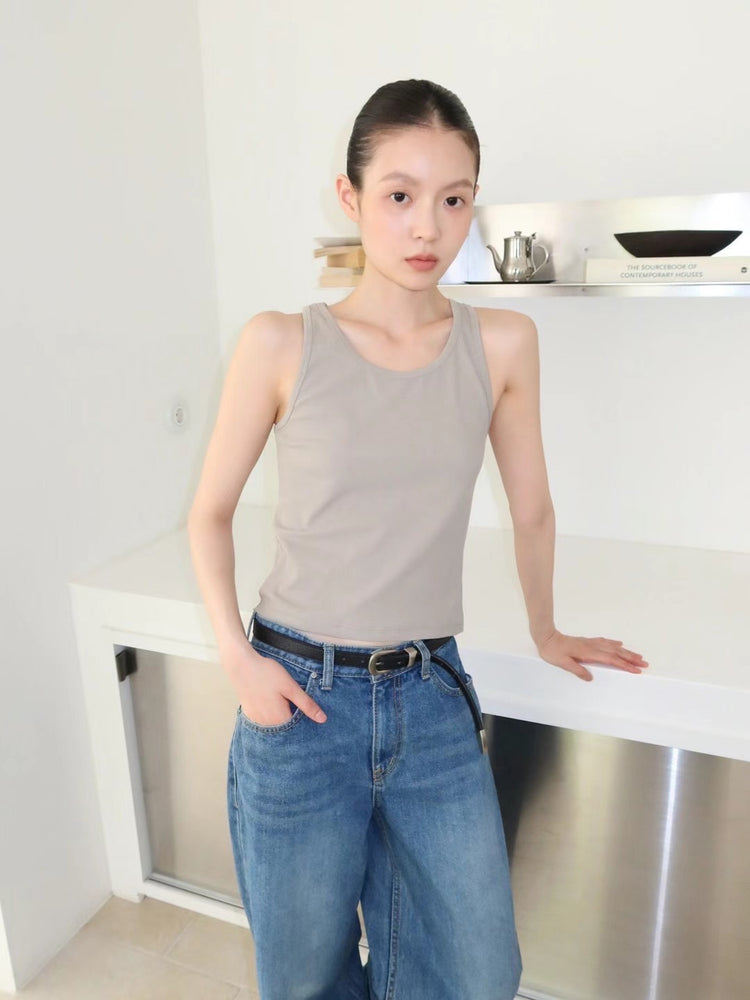 (現)高質挖背字母細節削肩背心