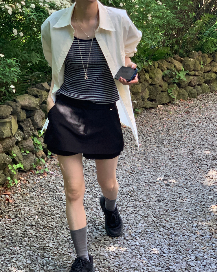 金屬扣細節基礎裙褲