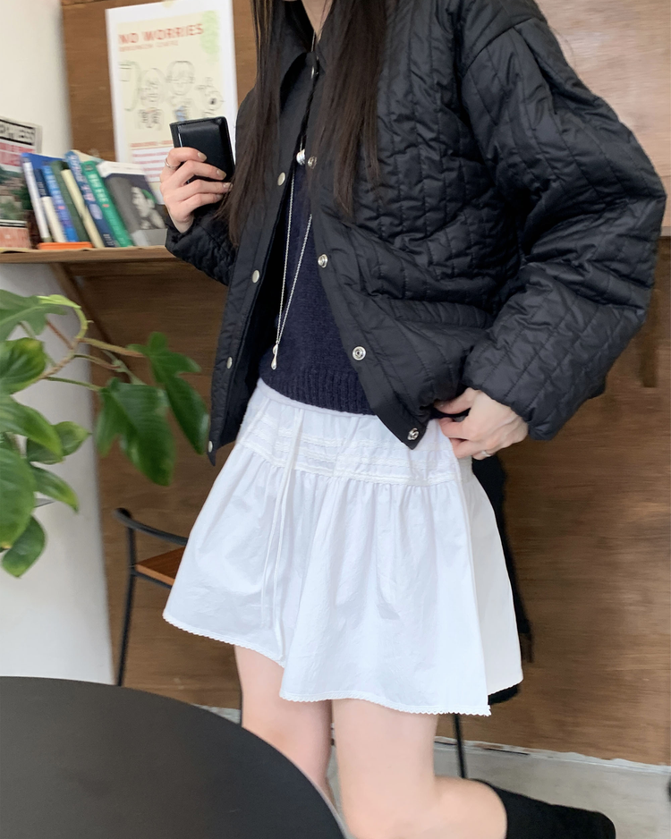 壓褶層次垂帶短裙