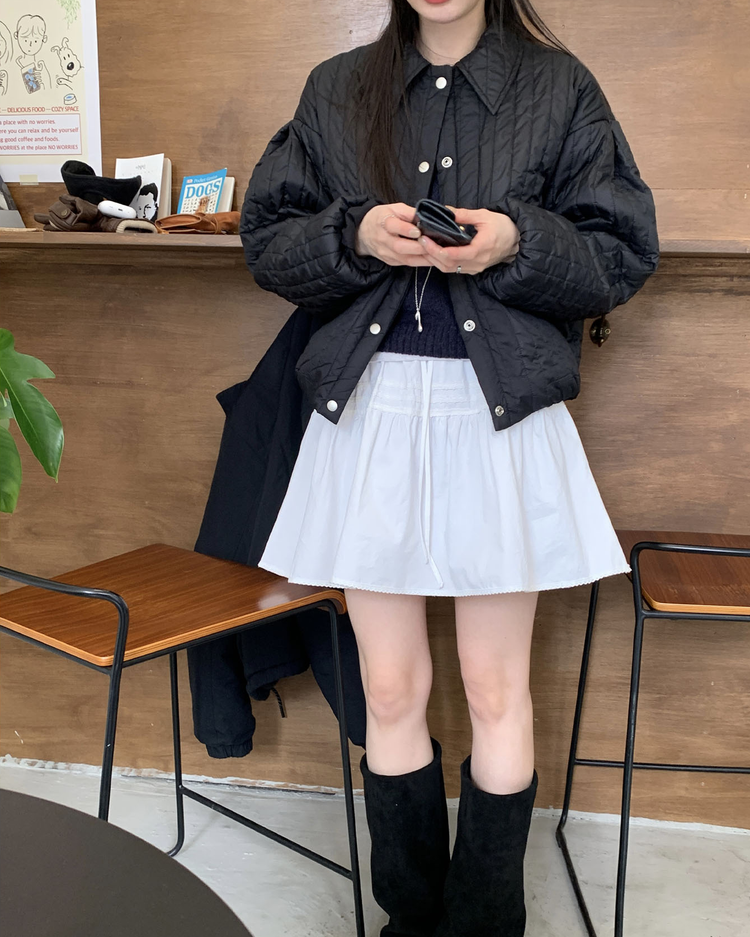 壓褶層次垂帶短裙