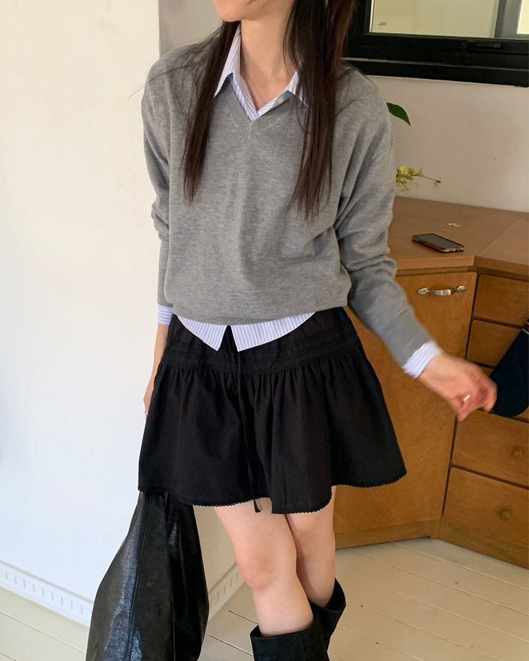 壓褶層次垂帶短裙