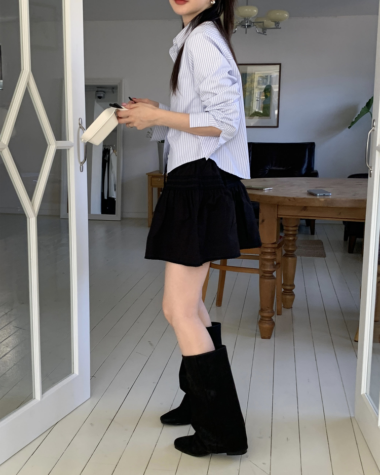 壓褶層次垂帶短裙
