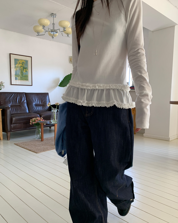 蛋糕邊下擺造型上衣