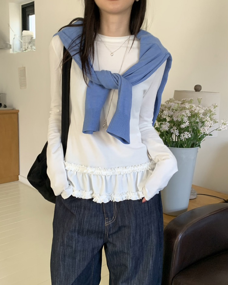 蛋糕邊下擺造型上衣