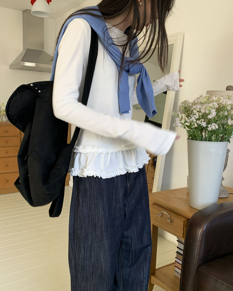 蛋糕邊下擺造型上衣