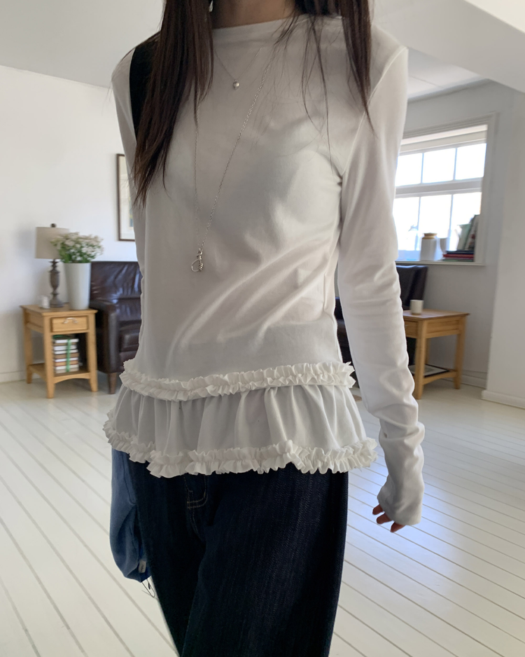 蛋糕邊下擺造型上衣