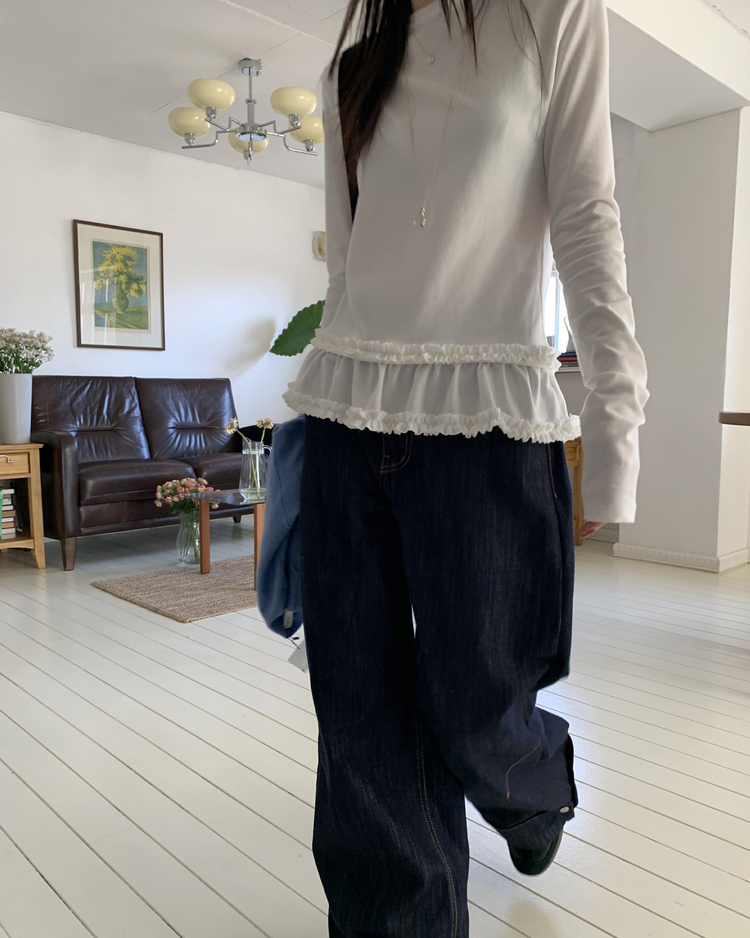 蛋糕邊下擺造型上衣